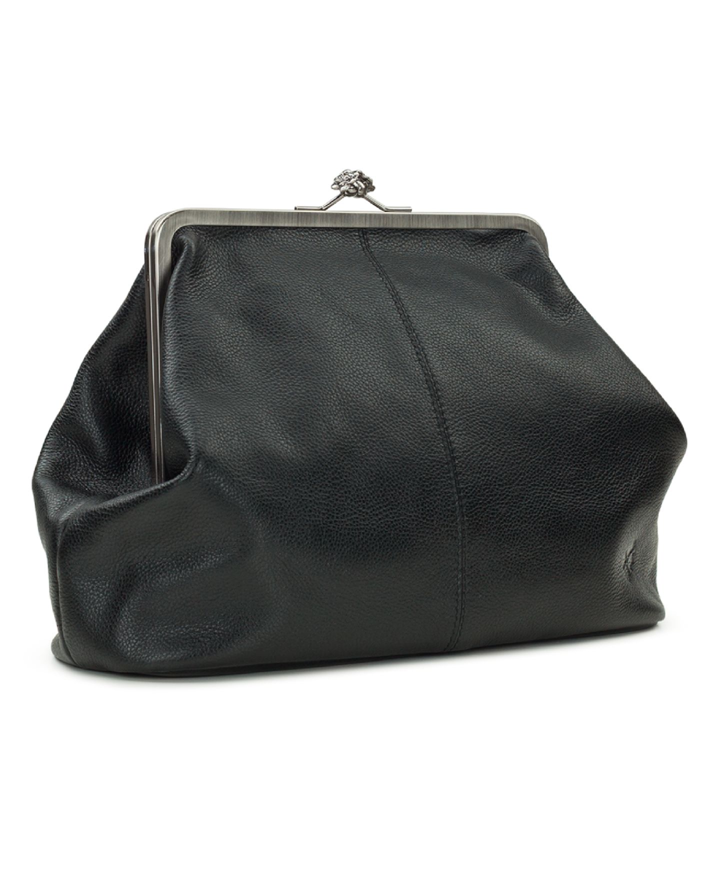 Женская сумка Patricia Nash Vivienne Large Leather Kiss-Lock Frame Crossbody, цвет: Чёрный — фото 3