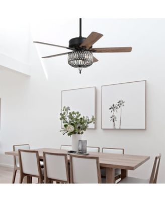 52-inch Modern Country-Style Black 5-Blade Flush Mount with Black Trim,and Equipped with Remote Control and Timer Functions