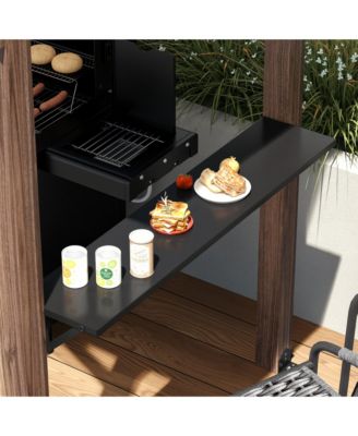 8.6x5 FT Cedar Wood & Galvanized Steel Roof Gazebo with Shelves Umbrellas Canopies & Awnings