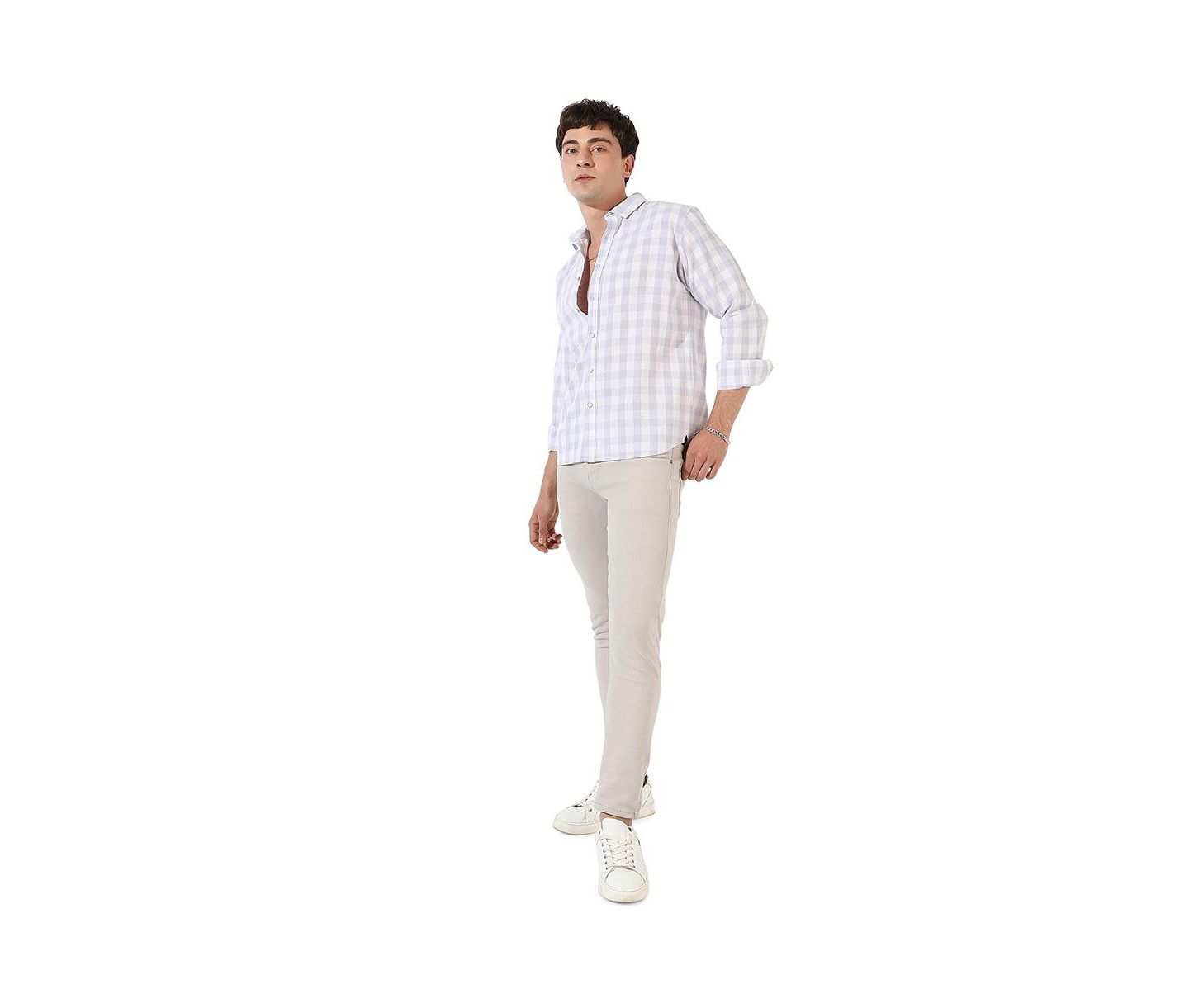 Мужская рубашка Cahoot Campus Sutra Checkered Regular Fit Casual, цвет: Синий — фото 6