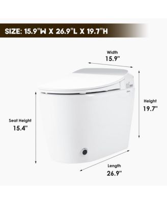 Heated Smart Bathroom Fixture Seat With Soft-Close Cover, Night Light, Foot Sensor Flush, Power Outage Flush