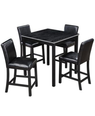 sumyeg 5-Piece Counter Height Dining Set with Crystal Accent Square ...