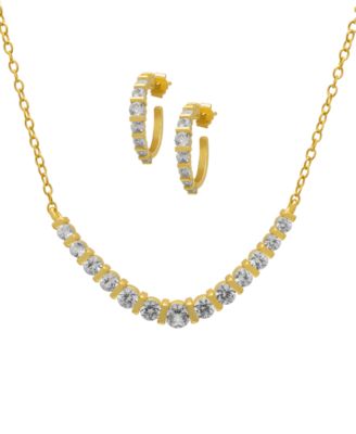 2-Pc. Lab-Grown White Sapphire Pendant Necklace & Earrings Set (2.17 ct. t.w.) in Yellow Gold Plated Sterling Silver