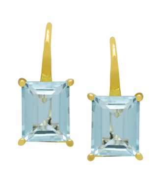 Genuine Blue Topaz Emerald-Cut Drop Earrings (6-3/8 ct. t.w.) in 14k Gold Over Sterling Silver