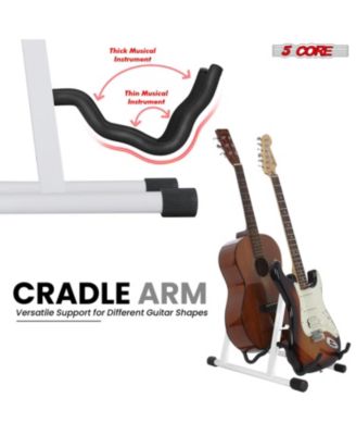 Double Guitar Stand Floor Adjustable A Frame Folding Acoustic Electric Guitars Holder Stands GSS 2N1 WH