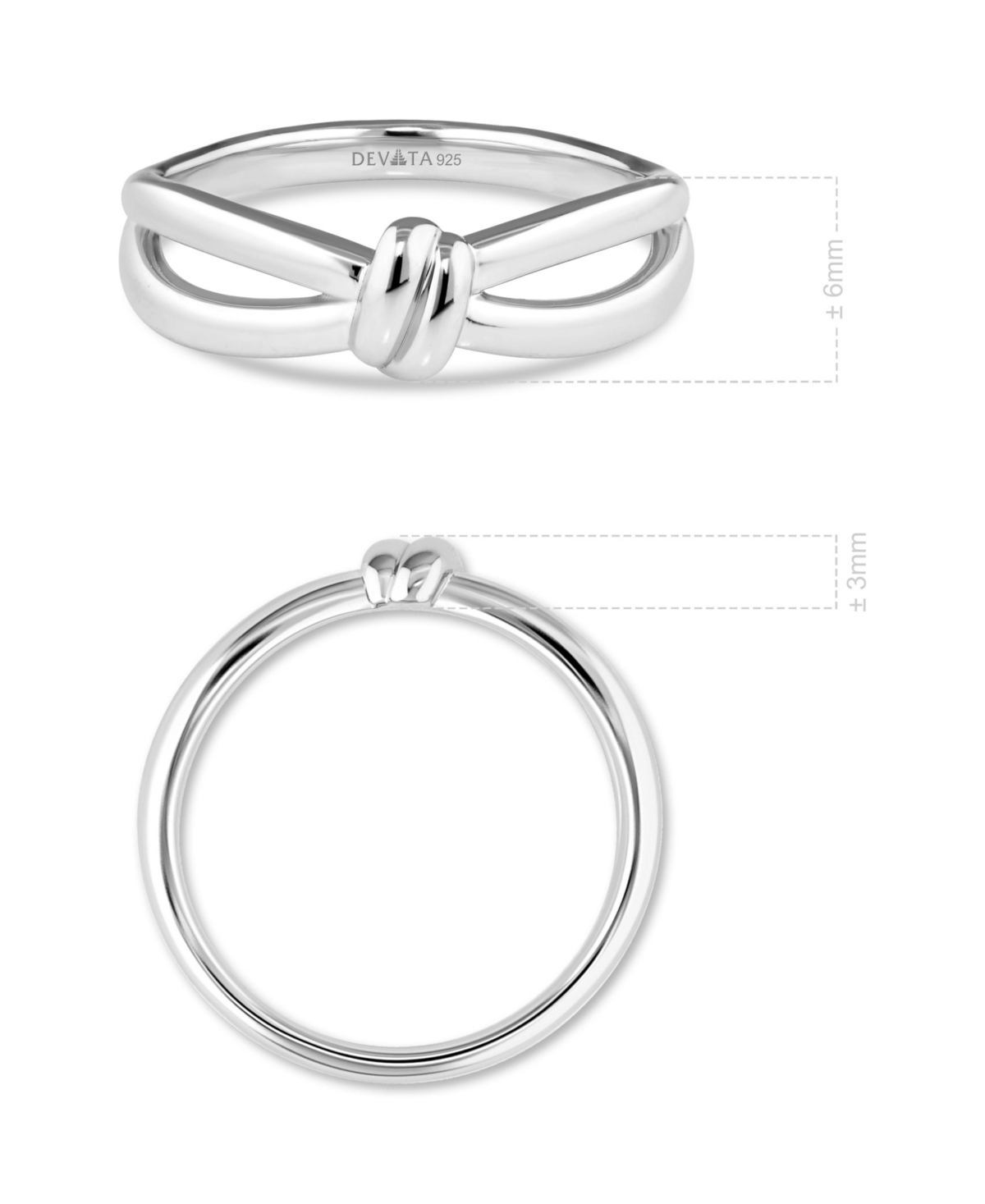 Devata Love Knot Ring in Rhodium Plated Sterling Silver