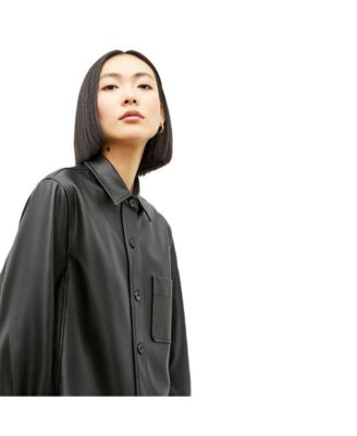 Women's Sierra Faux Leather Shacket with Relaxed Fit