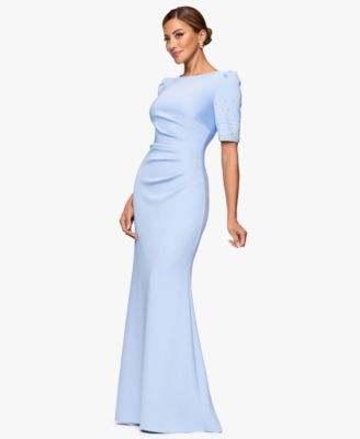 Women's Embellished Scuba Boat-Neck Gown