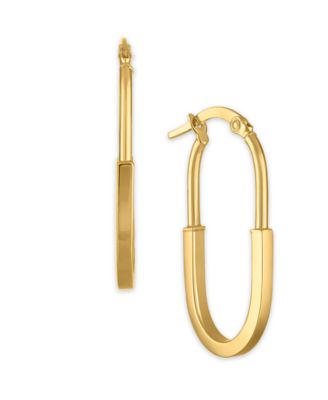 Polished Lock Hoop Earrings in 10k Yellow Gold