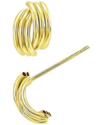 Ribbed Stud Earrings in 10k Yellow Gold