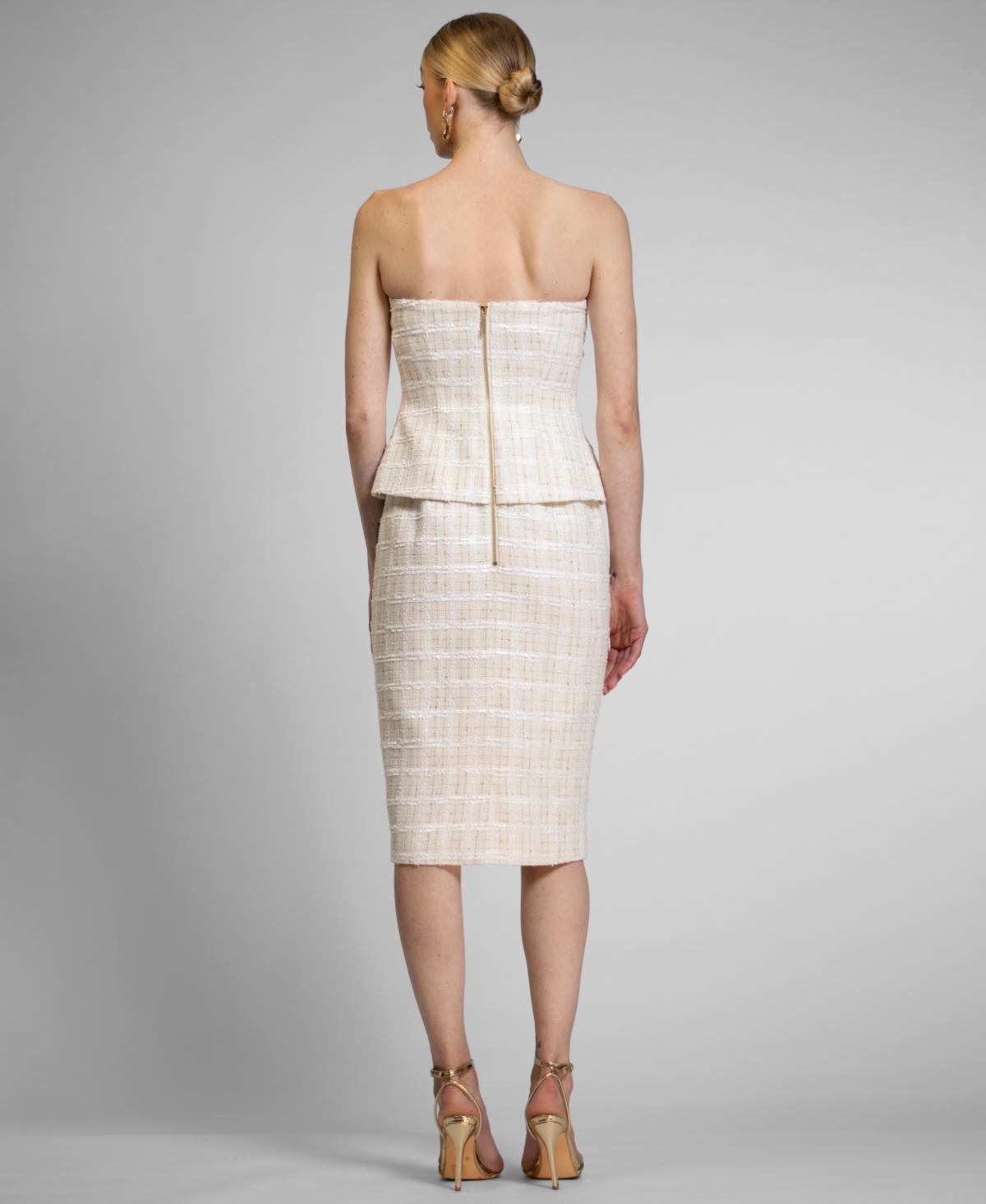 Rachel Rachel Roy Women's Ellison Strapless Tweed Midi Dress In Neutral