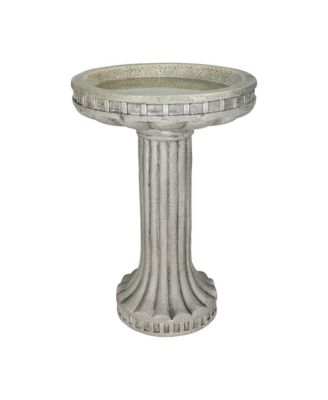 24 Inch Height Outdoor Bird Bath - Fibre Reinforced Concrete Large Bird Bath Stylish with Modern Pedestal for Garden, Patio