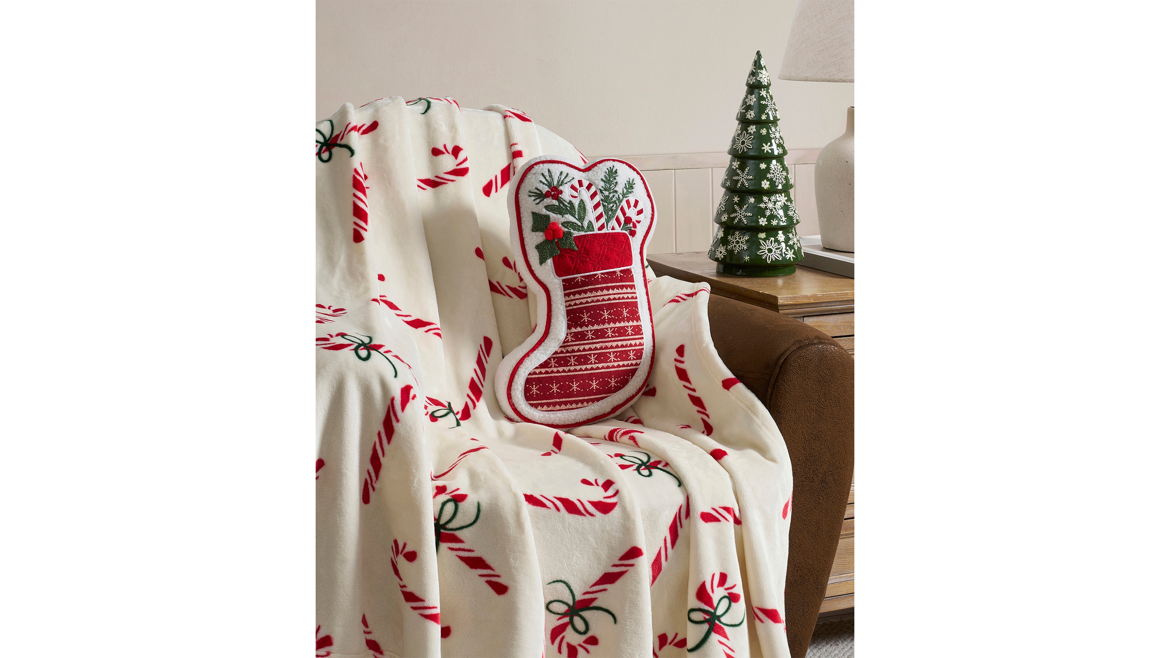 Hallmark Stocking Shaped Holiday Decorative Pillow, 8" x 16"