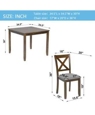 5-Piece Walnut Wood Dining Set with Table and 4 Chairs