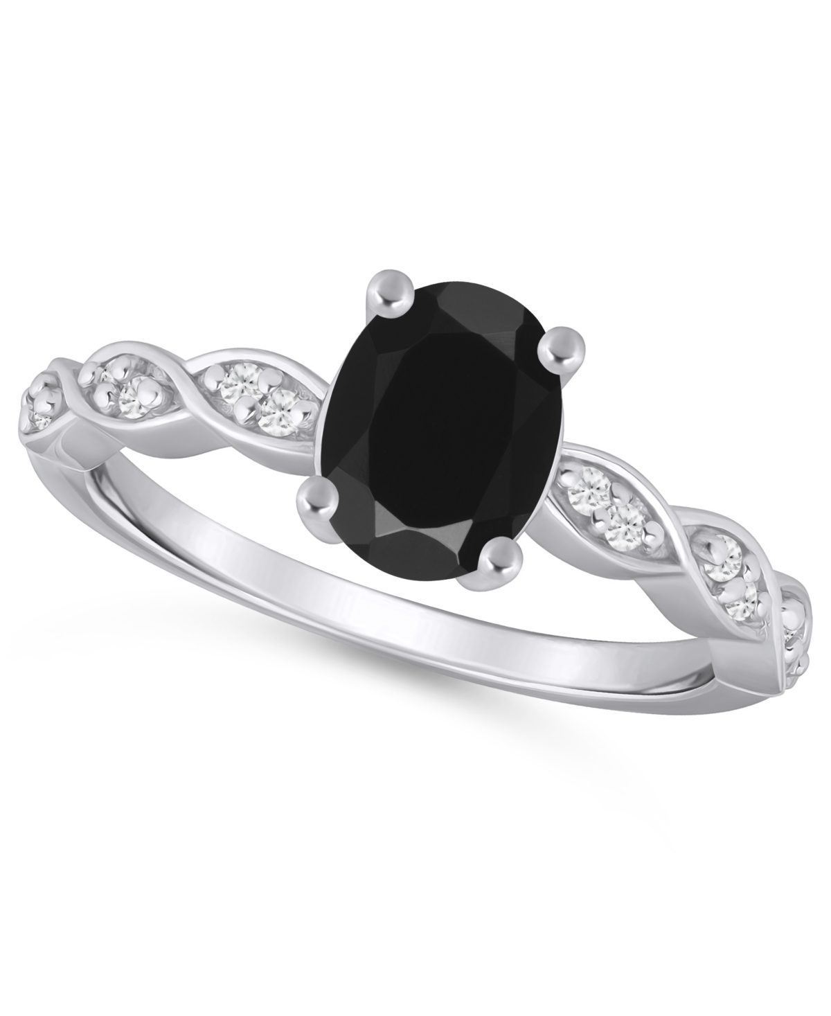 Macy's Amethyst (1-1/5 ct. t.w.) and White Diamond (1/20 ct. t.w.) Ring in 10k White Gold - Onyx/White Gold
