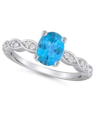 Amethyst (1-1/5 ct. t.w.) and White Diamond (1/20 ct. t.w.) Ring in 10k White Gold 
