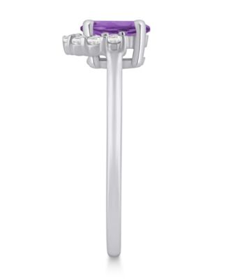 Amethyst (3/4 ct. t.w.) and White Diamond (1/20 ct. t.w.) Ring in 10k White Gold 
