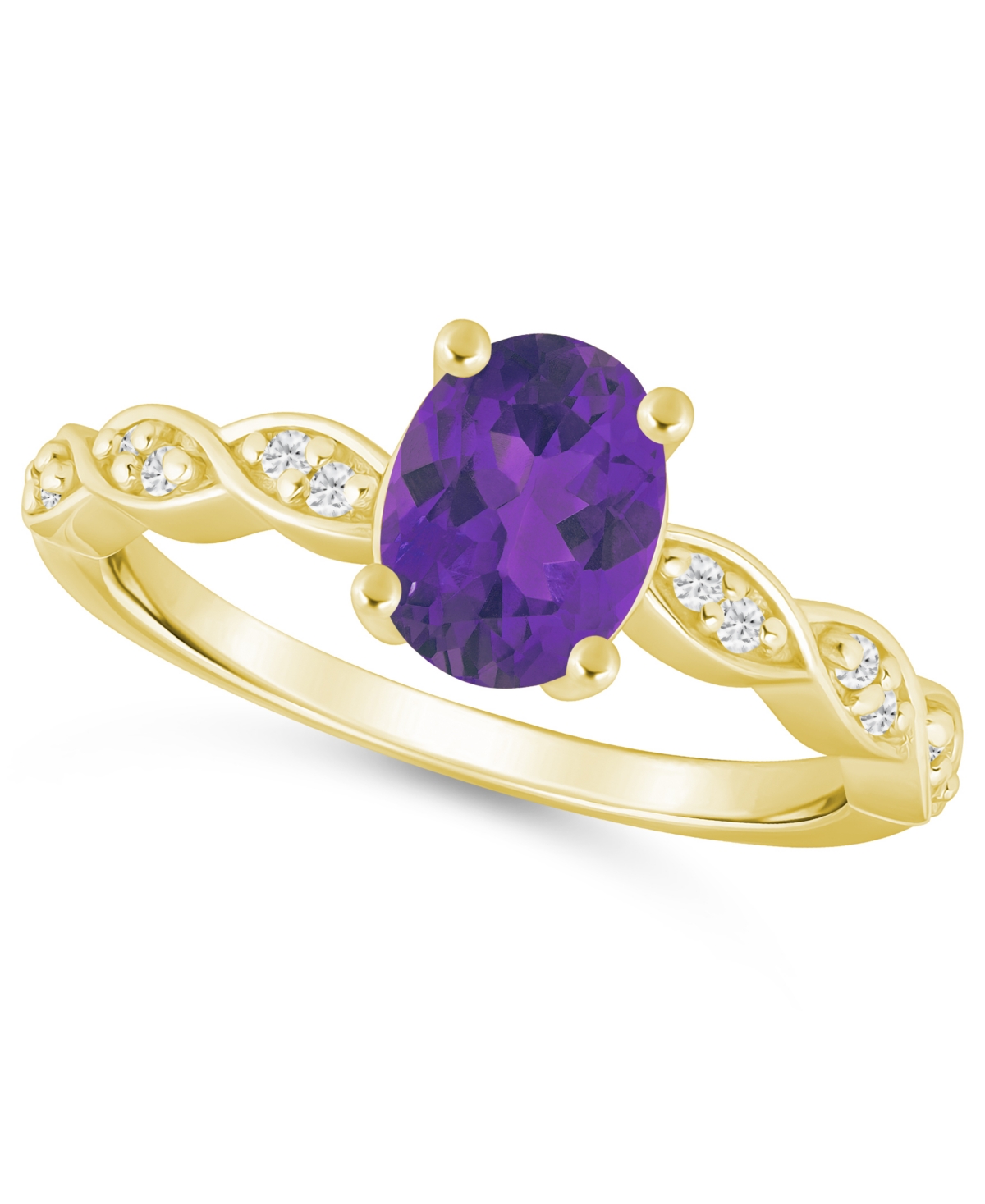 Macy's Amethyst (1-1/5 ct. t.w.) and White Diamond (1/20 ct. t.w.) Ring in 10k White Gold - Amethyst