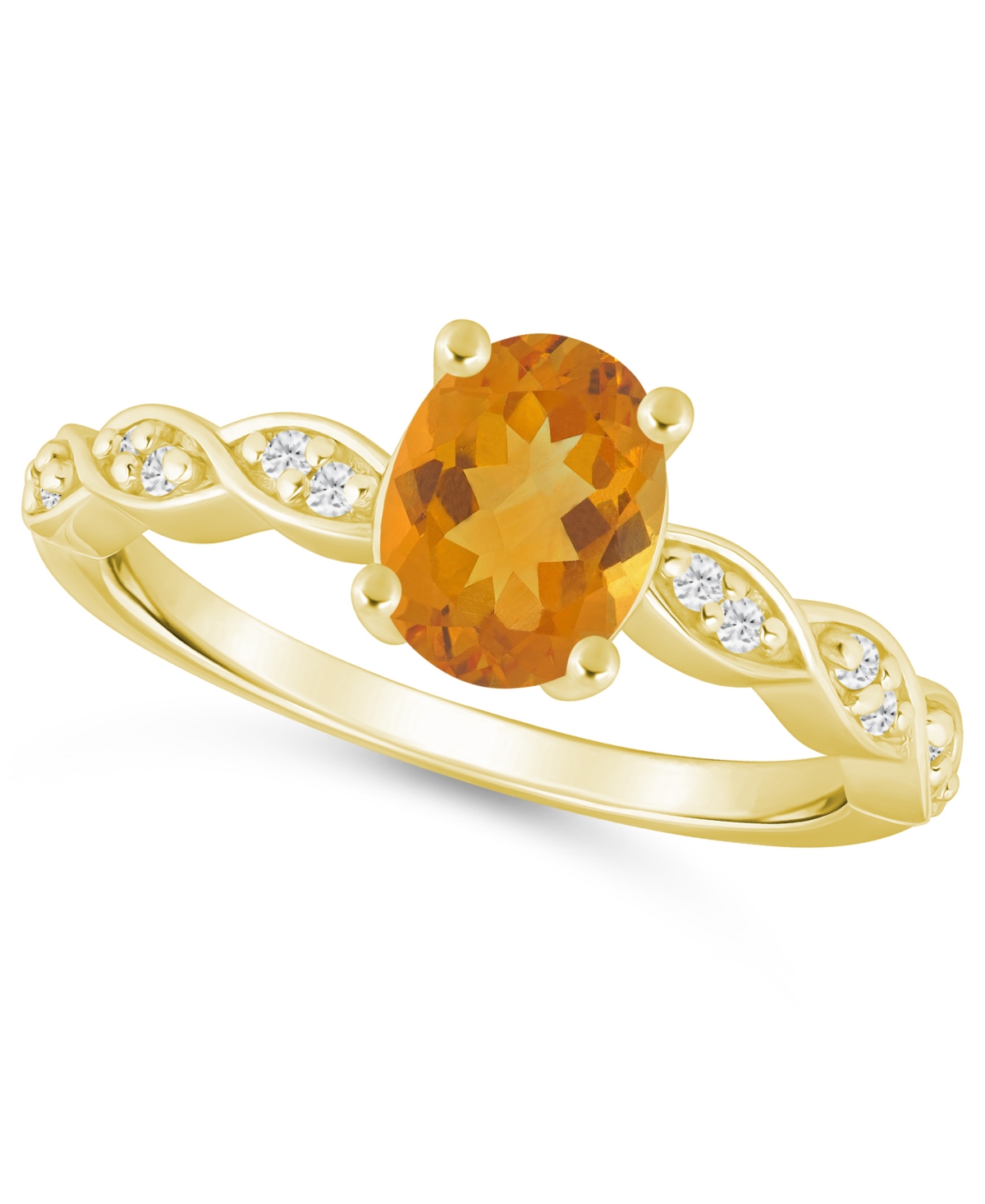 Macy's Amethyst (1-1/5 ct. t.w.) and White Diamond (1/20 ct. t.w.) Ring in 10k White Gold - Citrine