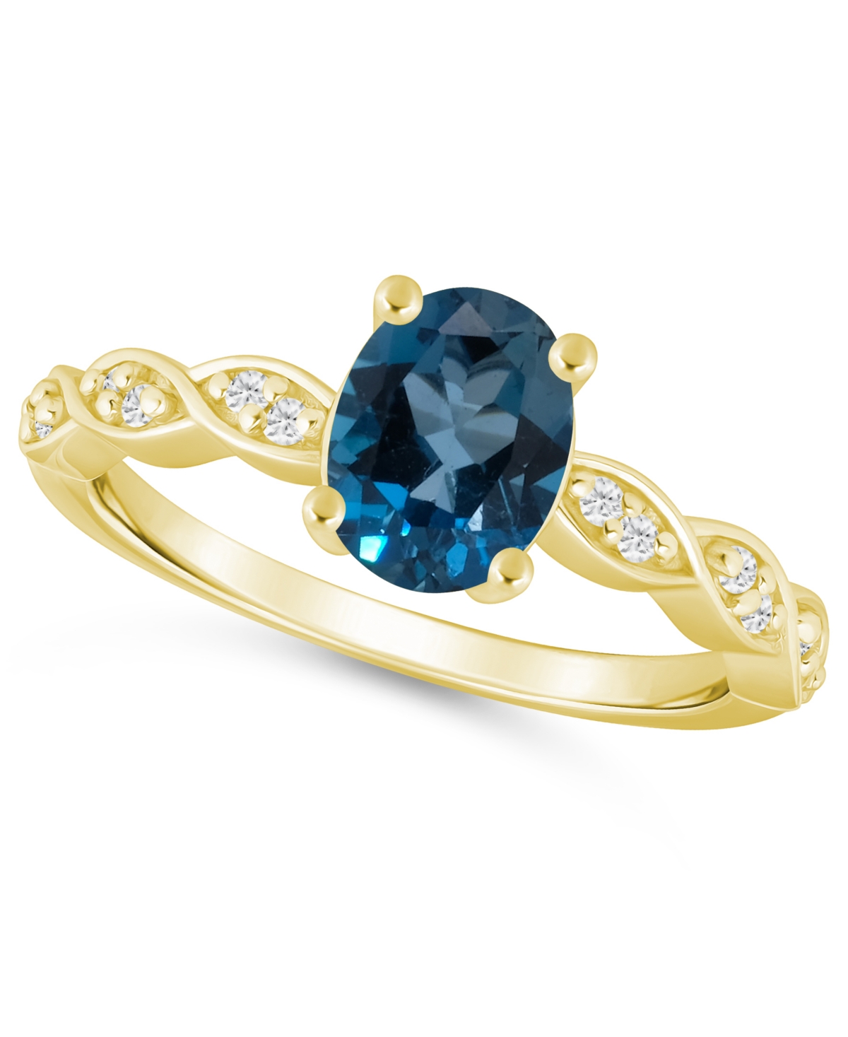 Macy's Amethyst (1-1/5 ct. t.w.) and White Diamond (1/20 ct. t.w.) Ring in 10k White Gold - London Blue Topaz