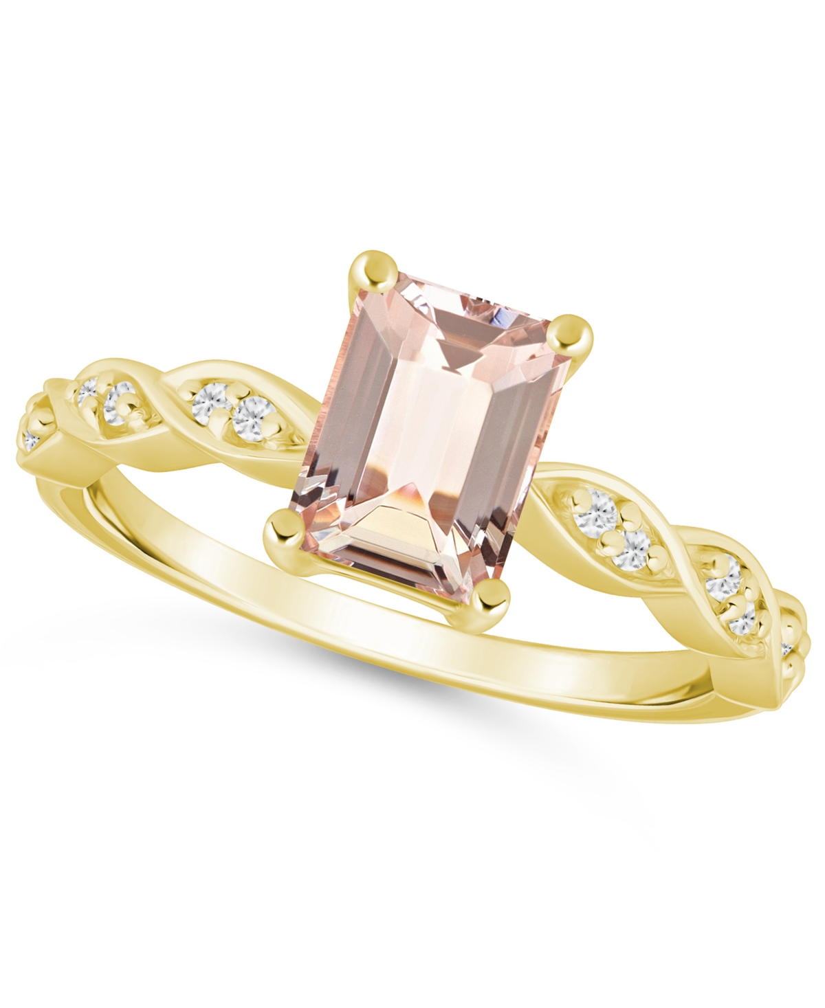 Macy's Amethyst (1-1/5 ct. t.w.) and White Diamond (1/20 ct. t.w.) Ring in 10k White Gold - Morganite