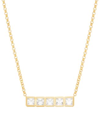 White Sapphire Bar Necklace (1-1/3 ct. t.w.) in 14k Yellow Gold-Plated Sterling Silver