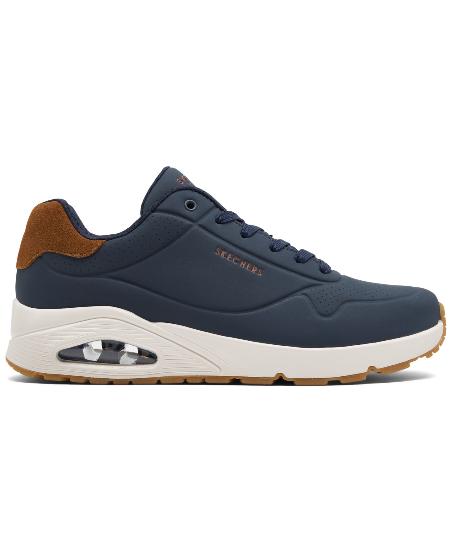 Мужские кроссовки Skechers Uno - Suited On Air Memory Foam Casual, цвет: Тёмно-синий / Коричневый — фото 2