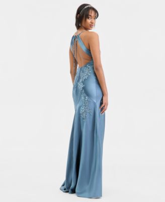 Juniors' Appliqu&eacute; Satin Gown