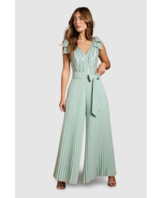 Women's Embellished Bow Shoulder Jumpsuit