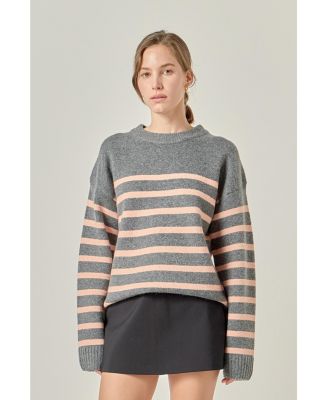 Women's LIKIMIO Striped Crew Neck Sweater