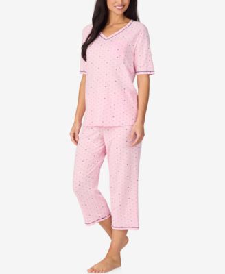 Printed Elbow-Sleeve Top & Capri Pants Pajama Set