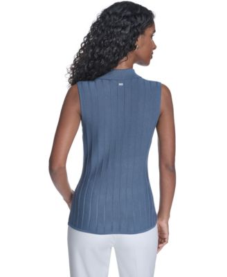 Women's Sleeveless Collared Sweater