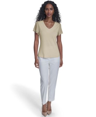 Women's Solid V-Neck Blouse