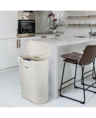 13 Gallon Automatic Sensor Hands Free Round Top Trash Can in Black