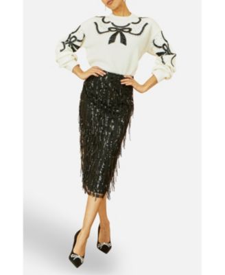 Women's Sequinned Bow Neckline Sweater