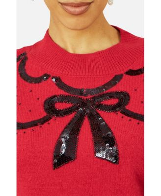 Women's Sequinned Bow Neckline Sweater