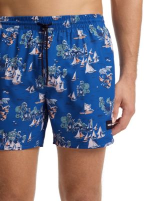 Men's All-Over Print Logo-Badge Swim Shorts