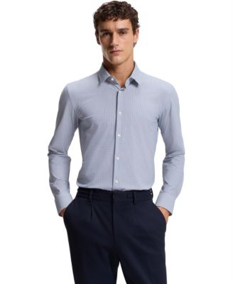 Men's Printed Performance-Stretch Jersey Slim-Fit Dress Shirt