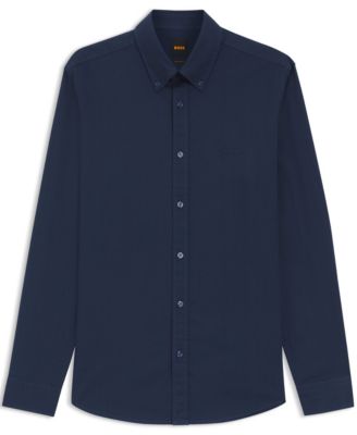 Men's Stretch-Cotton Dobby Regular-Fit Dress Shirt