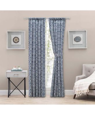 Athens Printed Tile Design on a Ground 3" Rod Pocket Premium Tailored Pairs