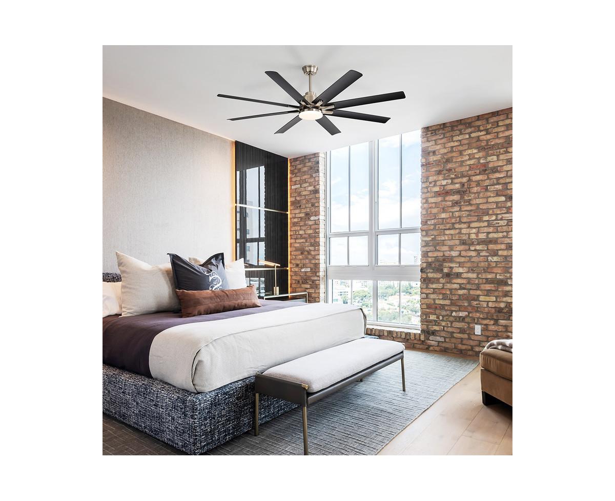 52-inch Modern Exquisite Sand Nickel 8-Blade Ceiling Fans with Adjustable Led Lights and Intelligent Remote Control