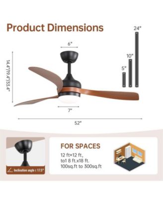 52-inch Modern Black Ceiling Fan with Led Light and Remote Control Dc Motor
