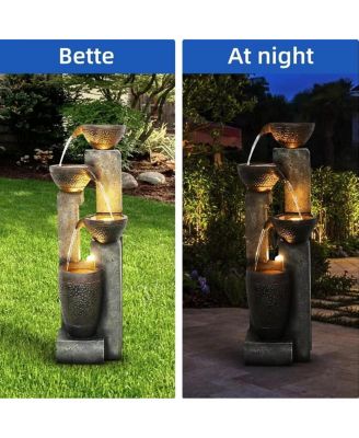 40''H 4-Tier Outdoor Garden Water Fountain Decor, Resin Fountain for Garden, Floor Patio, Deck, Porch, Backyard and Home Art Decor