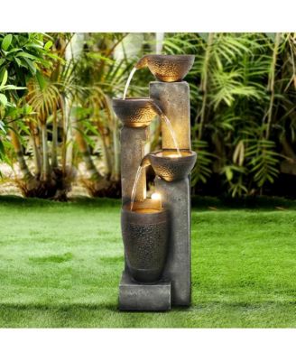 40''H 4-Tier Outdoor Garden Water Fountain Decor, Resin Fountain for Garden, Floor Patio, Deck, Porch, Backyard and Home Art Decor