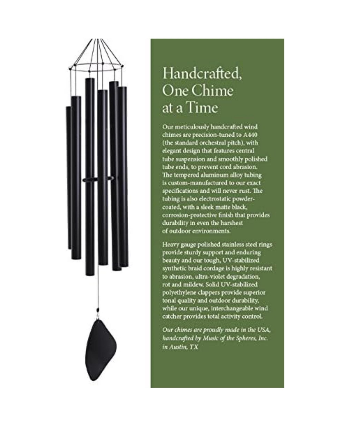Music Of The Spheres Quartal Soprano Wind Chimes, Black, 30in