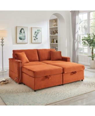 Streamdale Comfortable Fluffy Corduroy Lazy Sofa with Storage, Super Soft Chaise Lounge