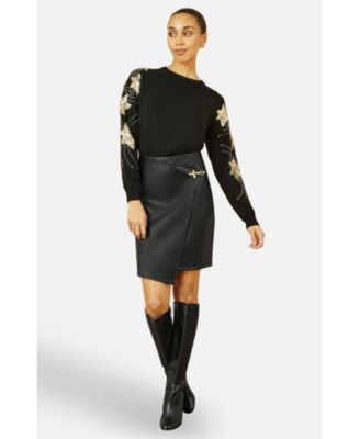 Women's Sequin Star Detail Relaxed Fit Sweater