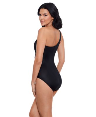 Women's Network Jena One-Shoulder Allover-Slimming One-Piece Swimsuit