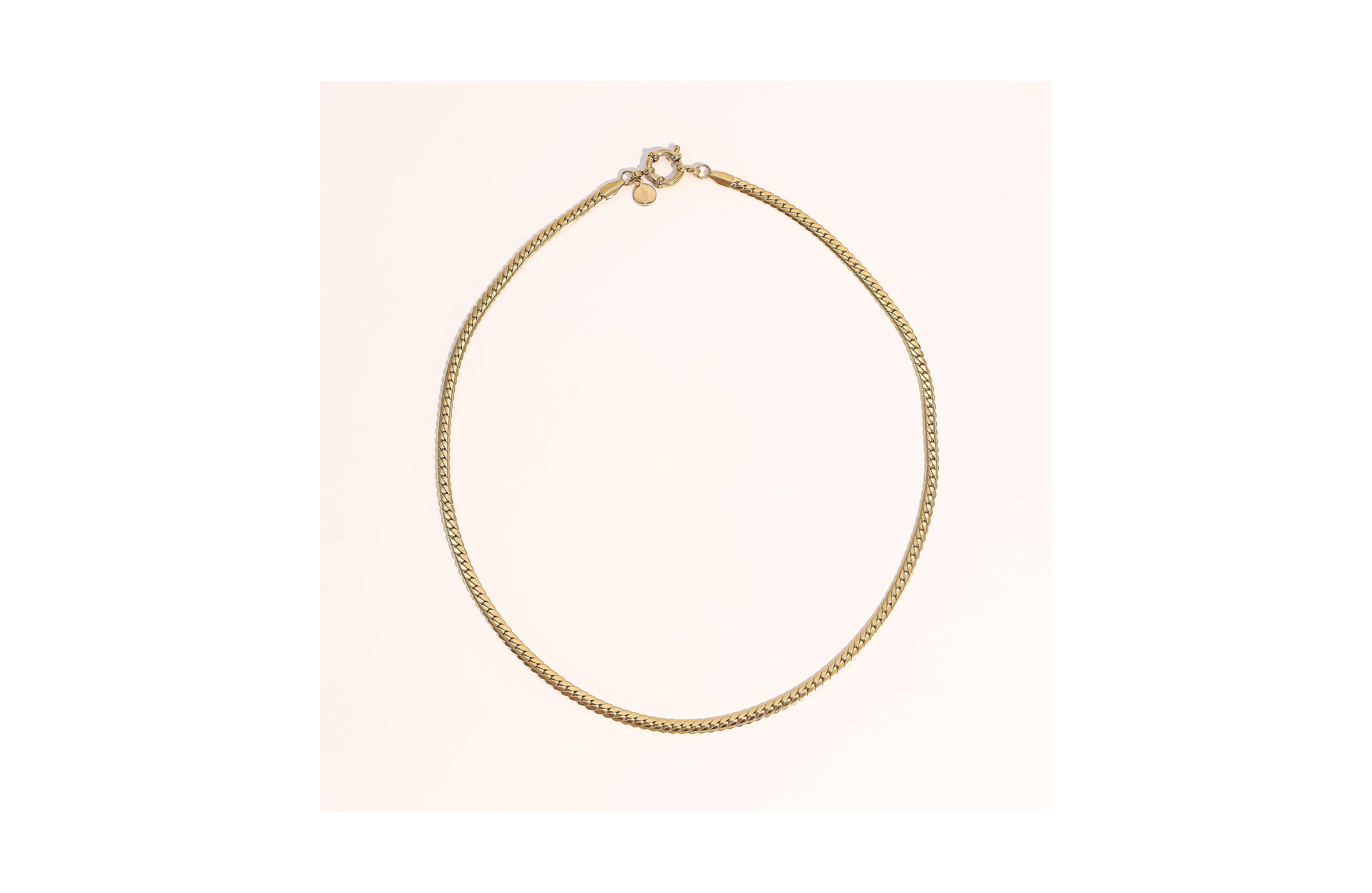 Joey Baby Dainty Gold Plated Minimalist Flat Snake Chain Necklace