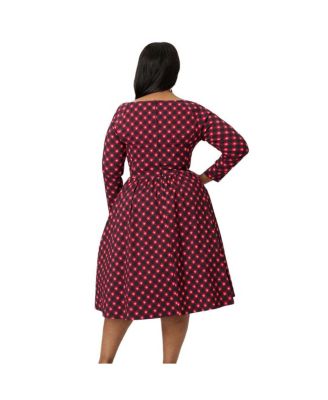 Plus Size Sweetheart Long Sleeve Swing Dress